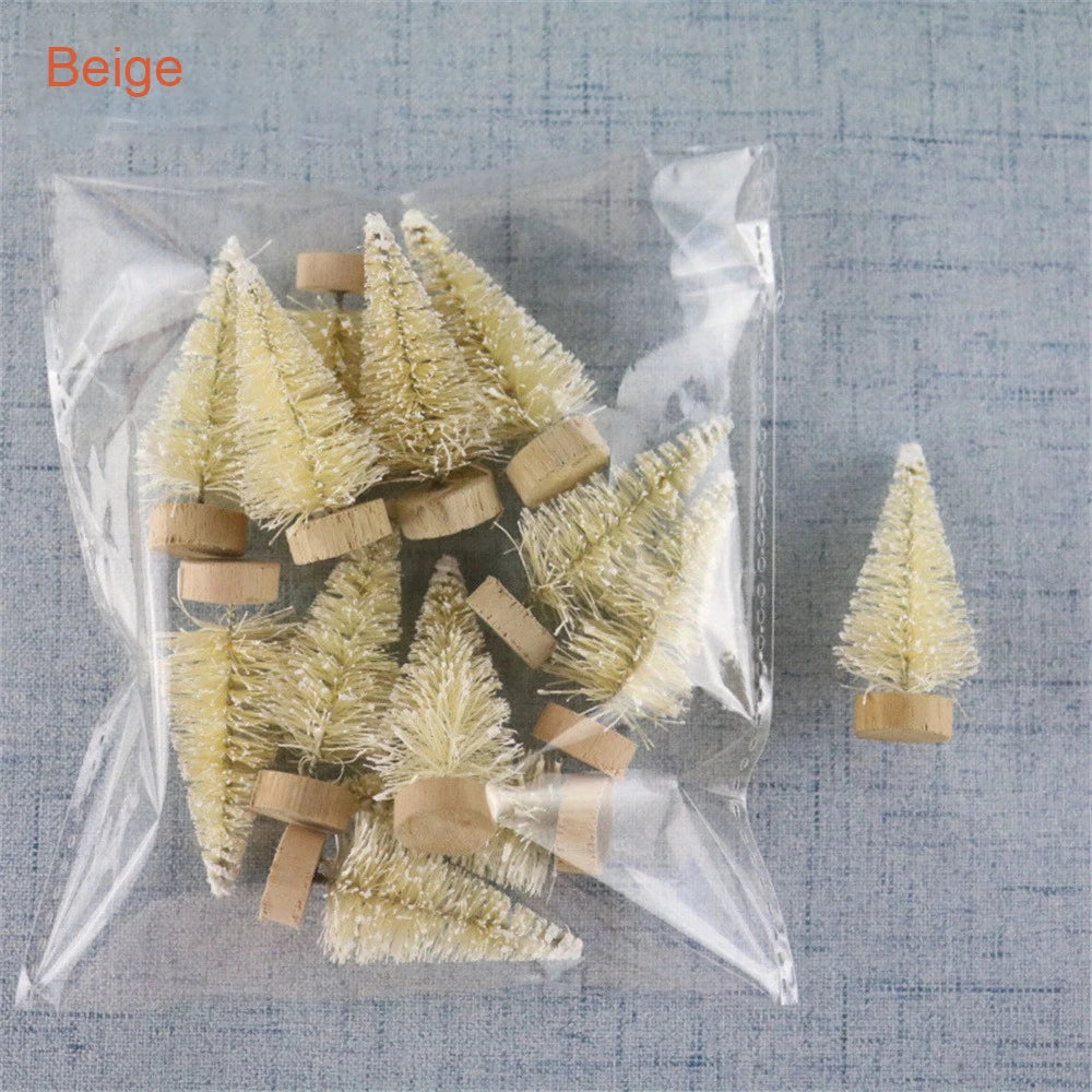 12PCS Set Mini Christmas Tree DIY Christmas Decorations 2025 Year Small Pine Tree Xmas Ornaments Navidad Gifts Christmas Decors