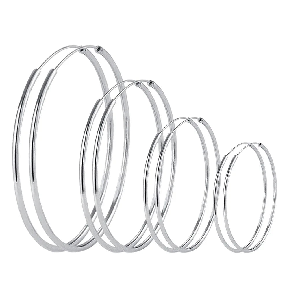 Bulbusbow 925 Sterling Silver Round Hoop Earrings for Women