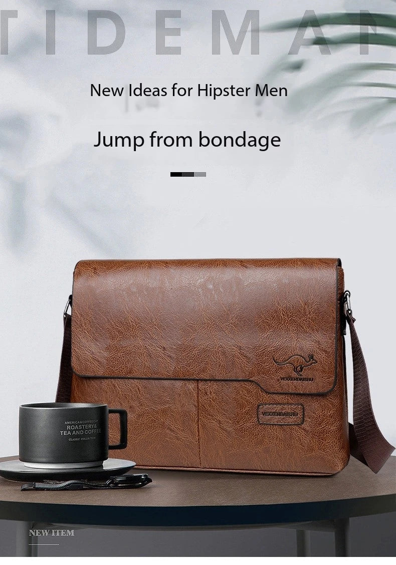 Luxury Brand Men Shoulder Bag For IPAD Leather Business Handbag Men Messenger Bag Large Side Sling Bag Fashion Man Crossbody Bag