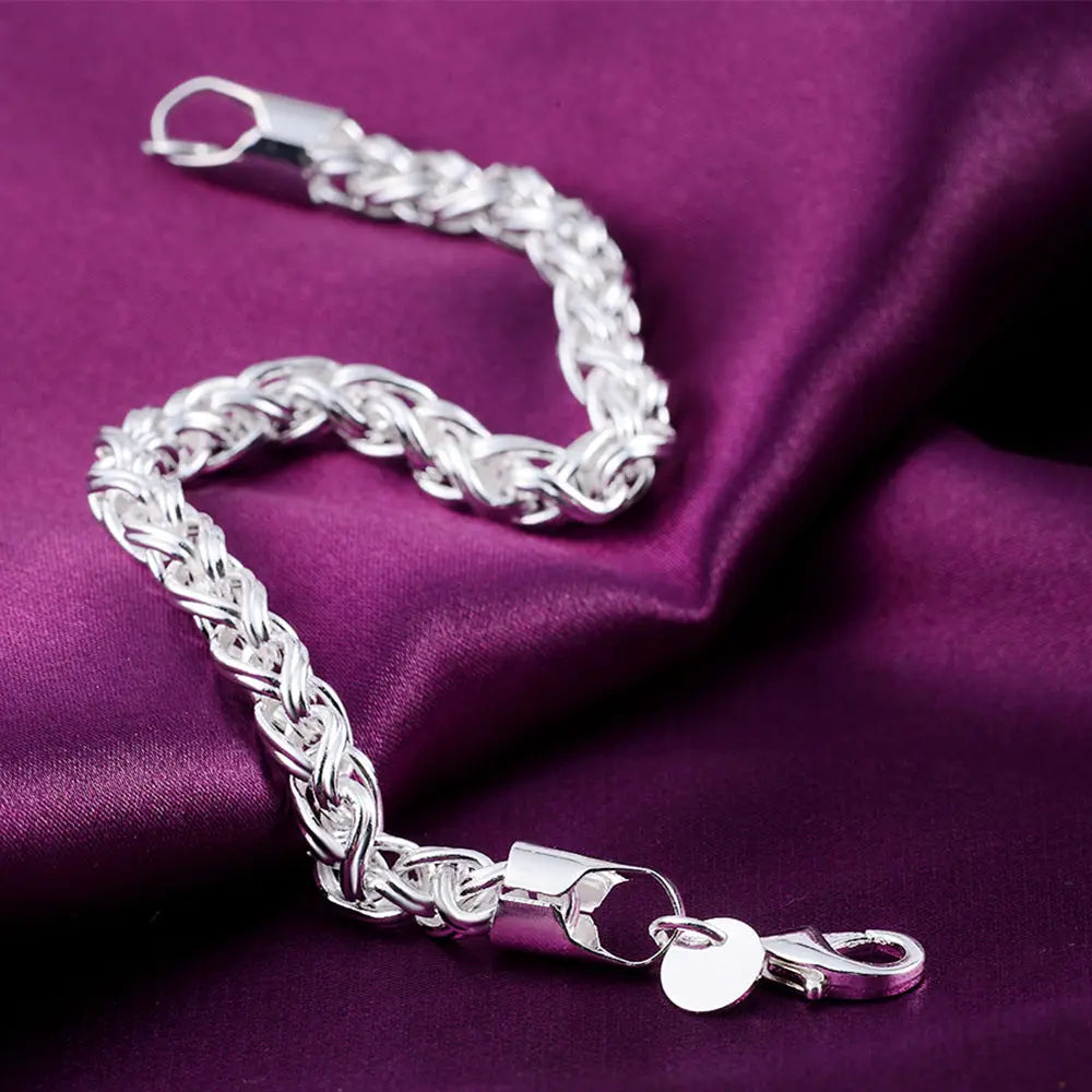 Hot retro twisting circle chain 925 Sterling Silver  Bracelet for woman Popular Wedding party Christmas Gifts fashion Jewelry