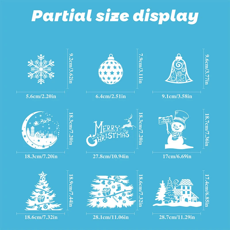 Double-Sided Christmas Window Clings Designs Snowflake Static Stickers Decoration White Xmas Ornaments Reusable Party Supplies