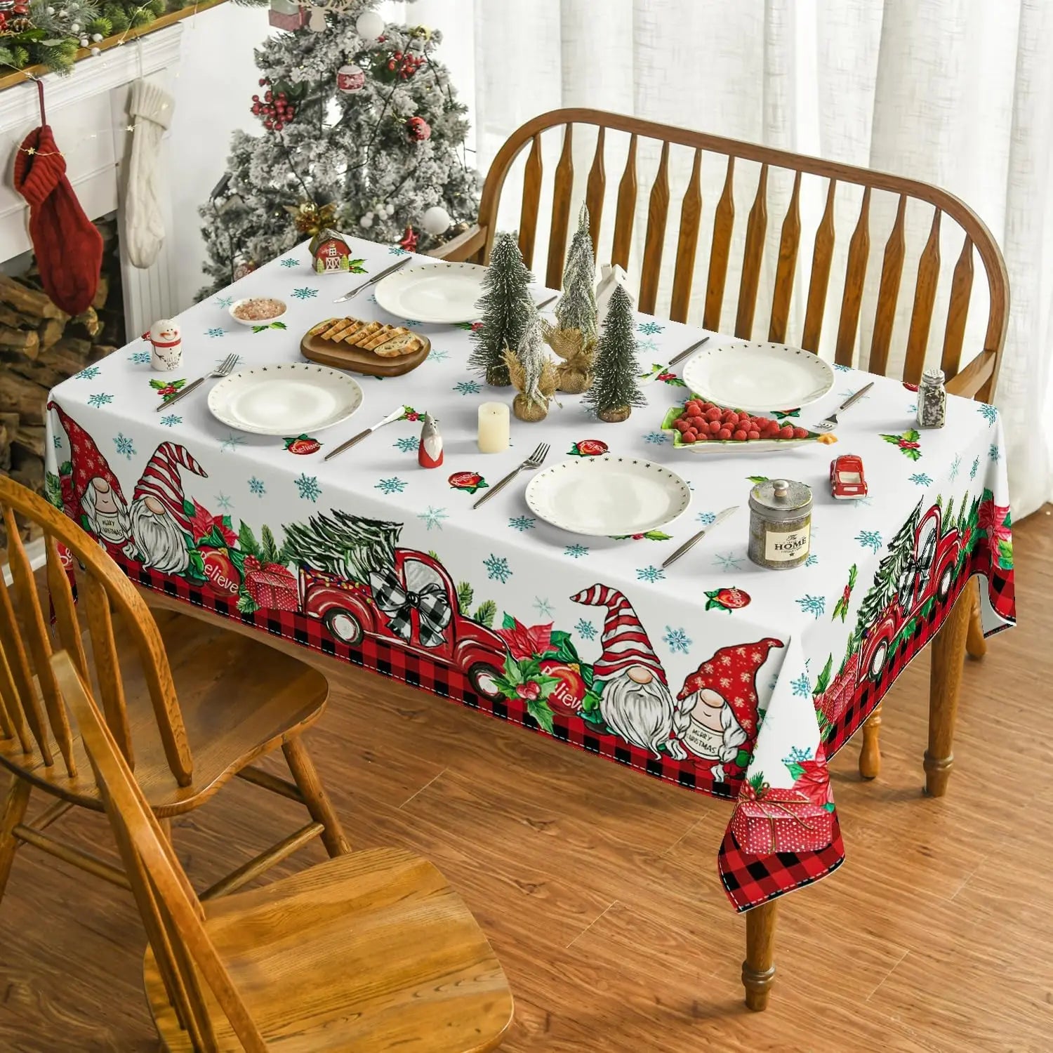 Christmas Santa Claus Red rectangle Tablecloth Holiday party decorations waterproof Tablecloth for table Xmas Party supplies