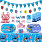 Stitch Disney Birthday Party Decorations Lilo And Stitch Balloons Backdrop Tableware Set Plates Cup Tablecloth Child Supplies