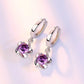 Bulbusbow 925 Sterling Silver Flower Dream Catcher Hoop Earrings with Purple & White Zircon"