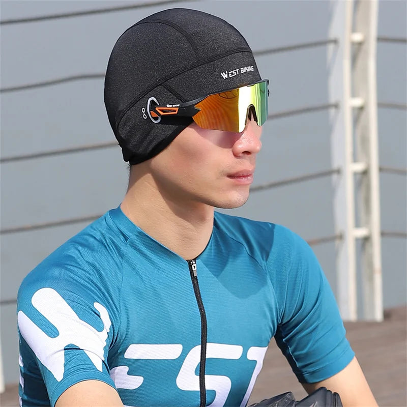 WEST BIKING Summer Cycling Caps UV Protection Cool Ice Silk Hat MTB Motorcycle Helmet Liner Skull Caps Running Sports Beanie