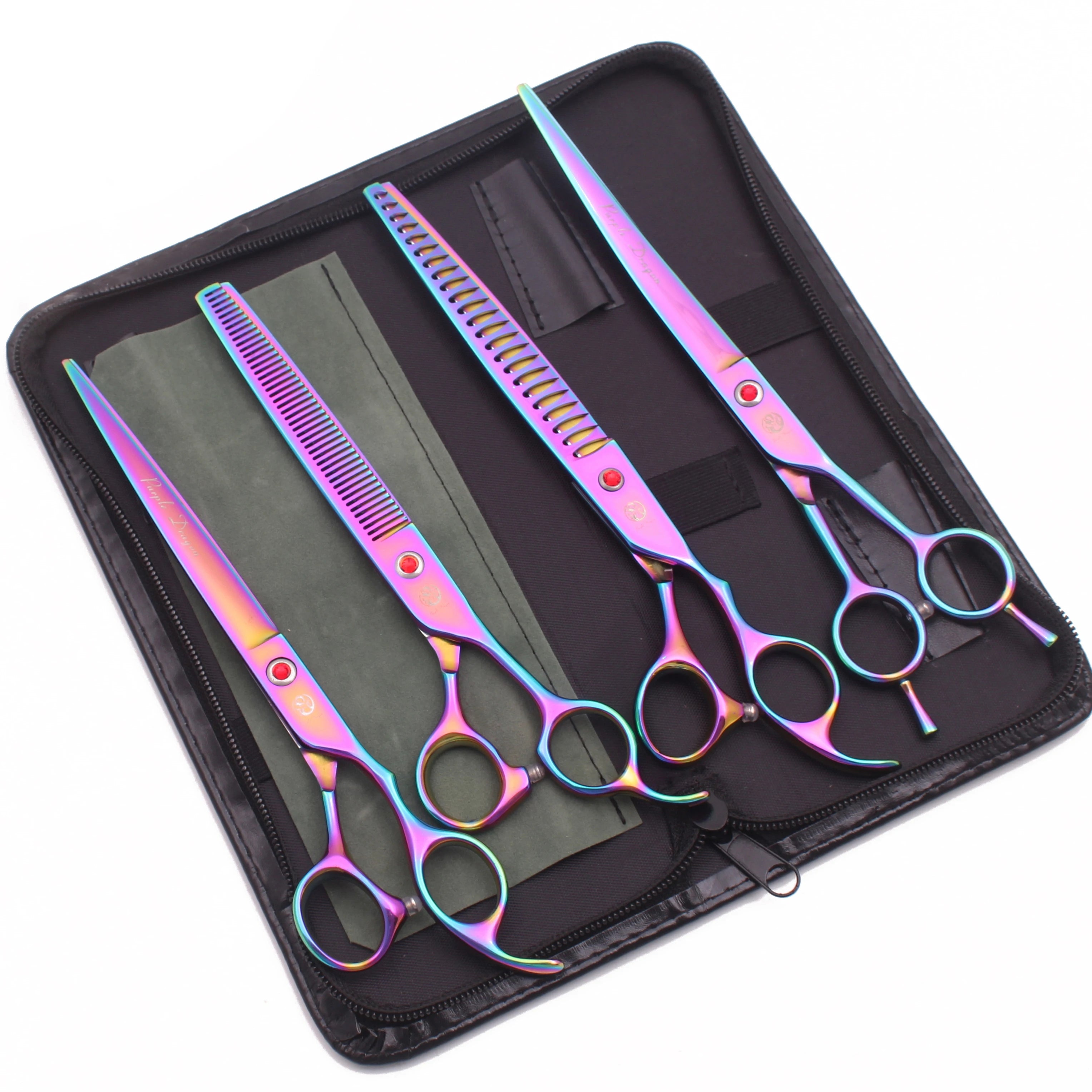 Purple Dragon 8 Inch Dog Grooming Scissors Thinning Shears Professional Cat Pet Scissors Hair Comb Cutting High Quality Z3015-b