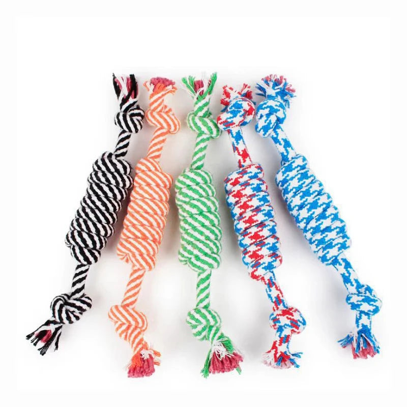 1 Piece Dog Toy Set Carrot Knot Rope Ball Cotton Rope Dumbbell Puppy Teeth Cleaning Chew Toy Durable Woven Anti-Bite Pet Supplie