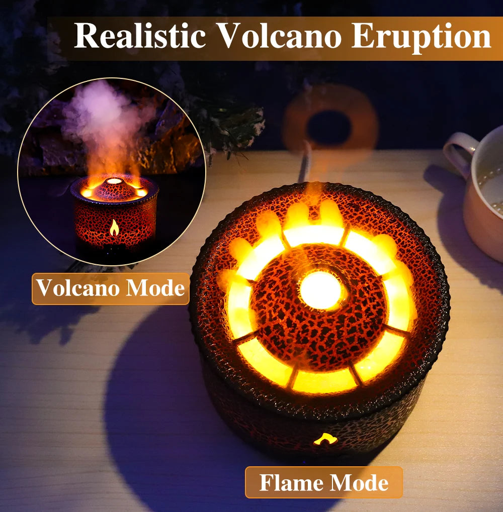 Volcano Fire Flame Air Humidifier Aroma Diffuser Essential Oil with Remote Control Jellyfish for Home Fragrance Mist Mak Smoking