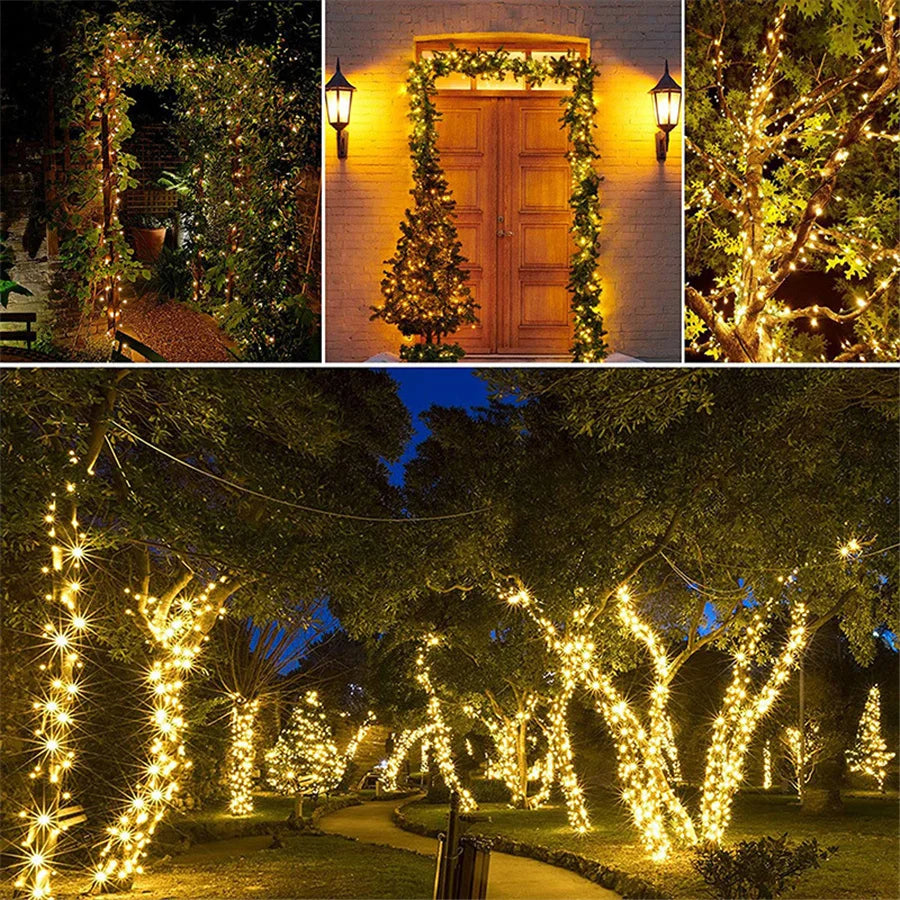 Outdoor 8 Modes 50M 500 LED Christmas Fairy String Lights for Party Wedding Garland Xmas Tree Garden Decoration Holiday Lighting