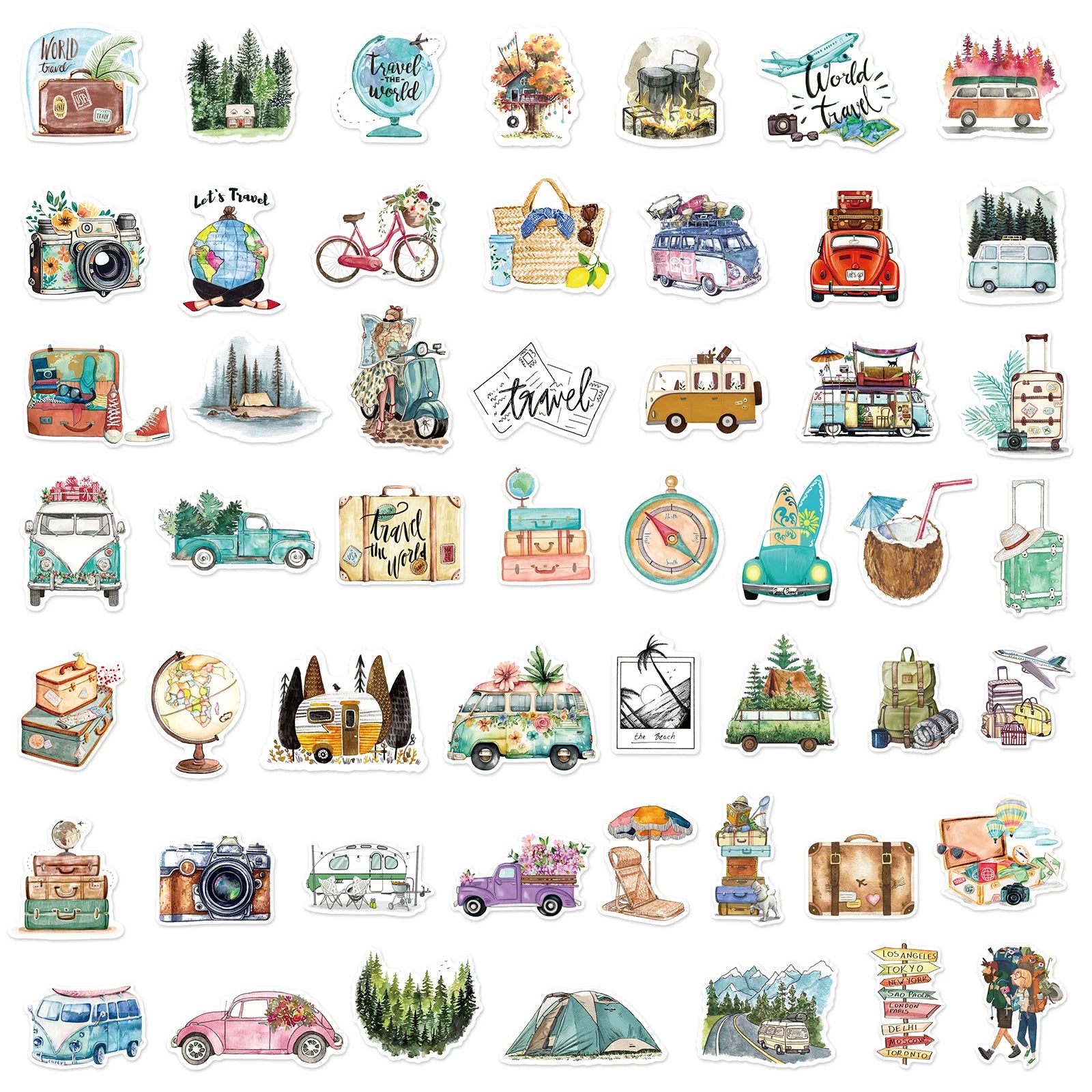 10/30/50Pcs Outdoor Travel Book Waterproof Graffiti Sticker Aesthetic Decorative Luggage Laptop Cup Phone Scrapbook Kid Stickers