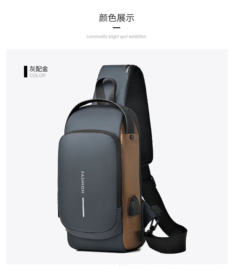 Fashion Men's Chest Bag Waist Packs High Quality Oxford Crossbody Bag Chest Pack Anti-theft Design Men's Handbag Shoulder Bag