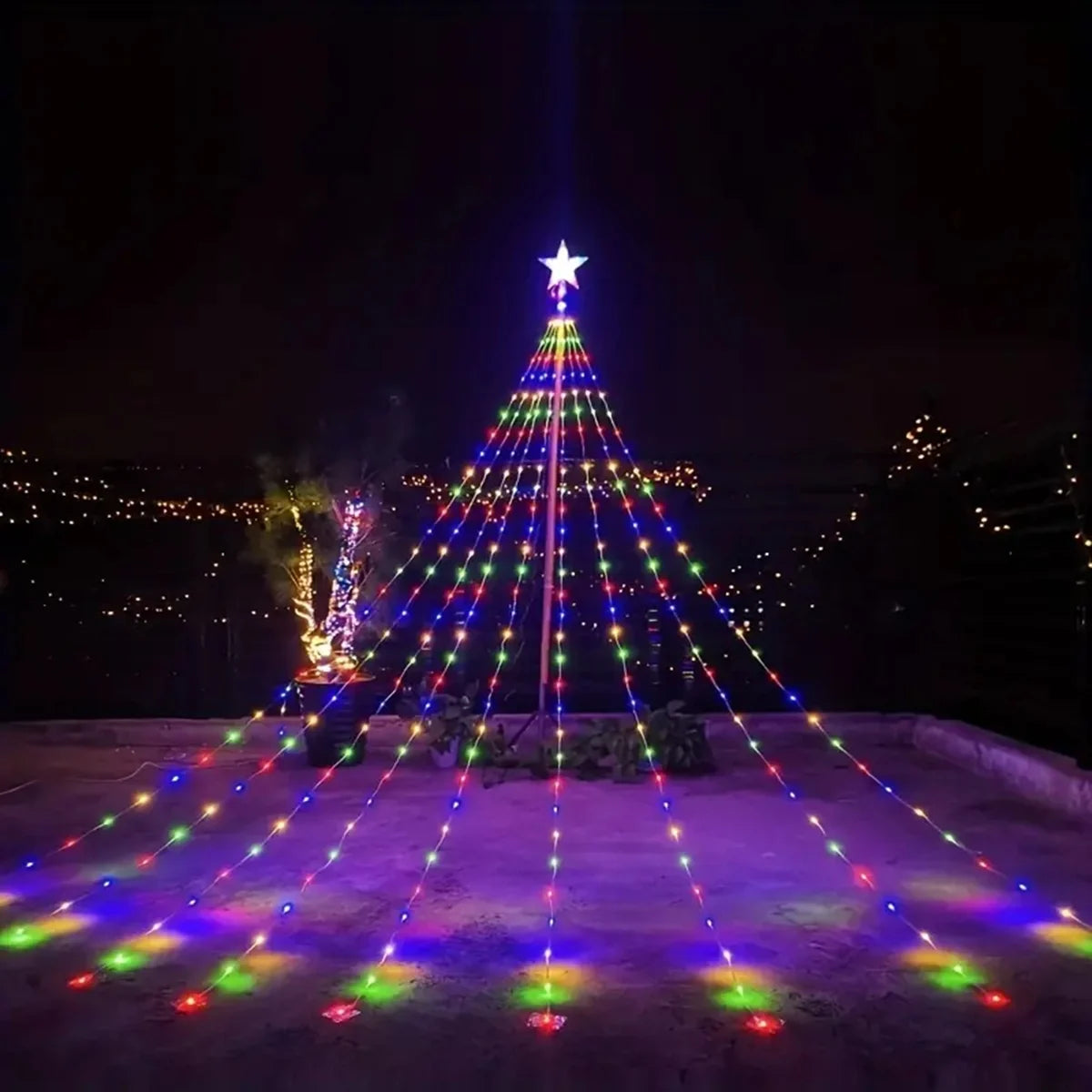 1PC 198 LED Star Waterfall Lights With 8 Modes USB Powered & Remote Control Camping Light Indoor Outdoor Christmas String Lights