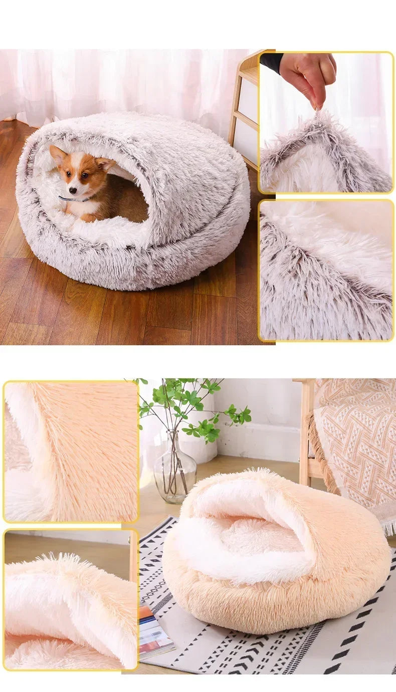 winter dog Plush Round Bed Pet Mattress Warm Soft Comfortable Basket Cat Dog Sleeping Bag Nest for Small Dogs Medium dogs cat