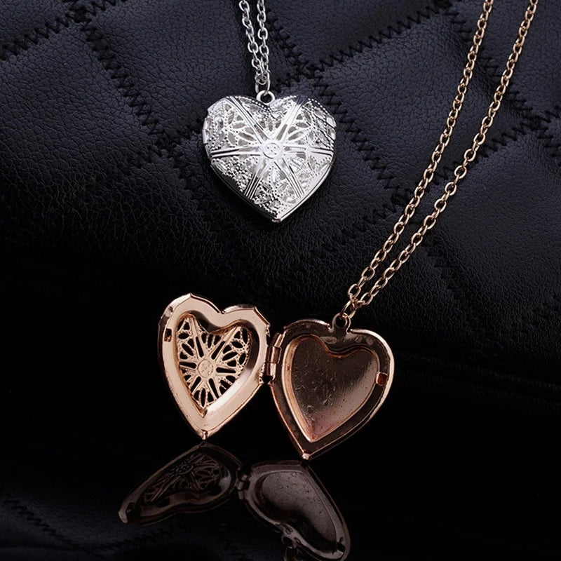 Bulbusbow Hollow Engraved Sweet Peach Heart Love Chain Necklace – Personalized Opening & Closing Heart Shaped Photo Box Pendant for Women | Perfect Love Gift 2024