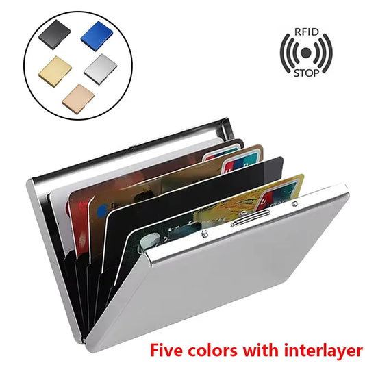 RFID Blocking Aluminium Metal Slim Wallet for Men | Lightweight & Stylish Card Holder Money Bag Anti-scan Credit Card Holder Thin Case Small Male Wallet