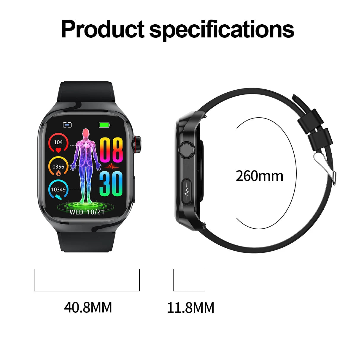 Advanced Smartwatch – Multi functional Health & Fitness Tracker with AMBLED Touchscreen, Wireless Charging, ECG, Blood Oxygen & More