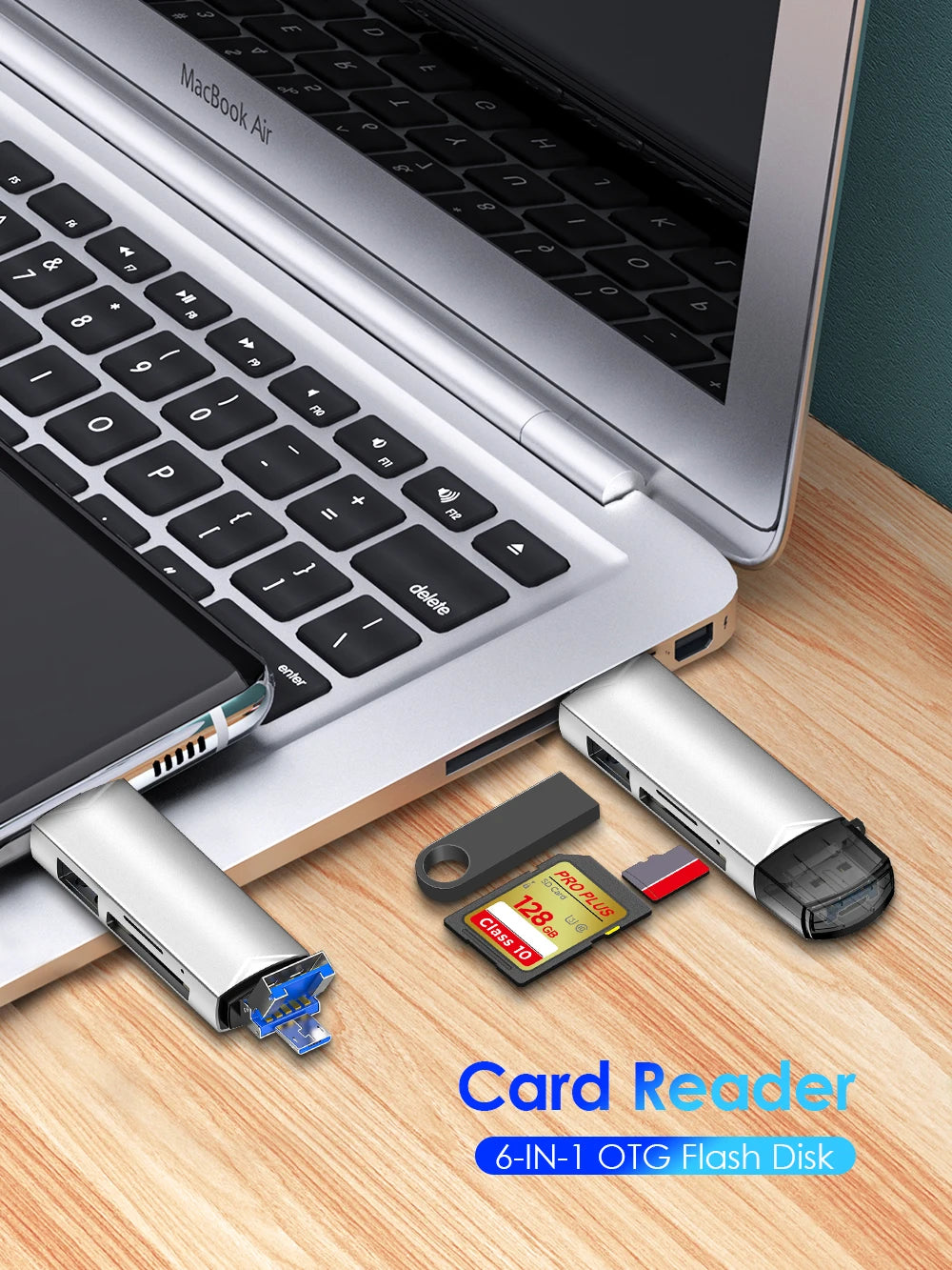 OTG Type C 6 in 1 Micro TF card Reader type c to usb otg adapter USB 3.0 TF card USB flash drive Multifunctional Card Reader