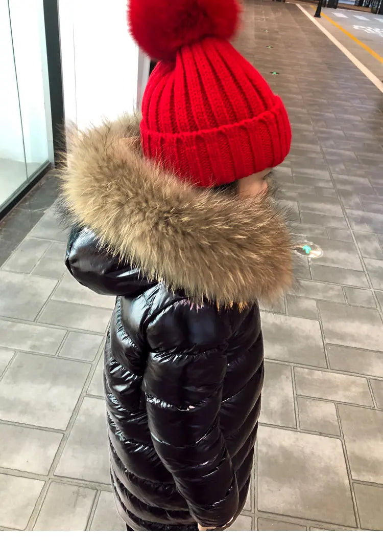 UNITIM -30 Degrees Warm Down Jacket For Girls Fur Collar Kids Girls Winter Jacket 2-12 Years Teenagers Boys Outerwear Coat