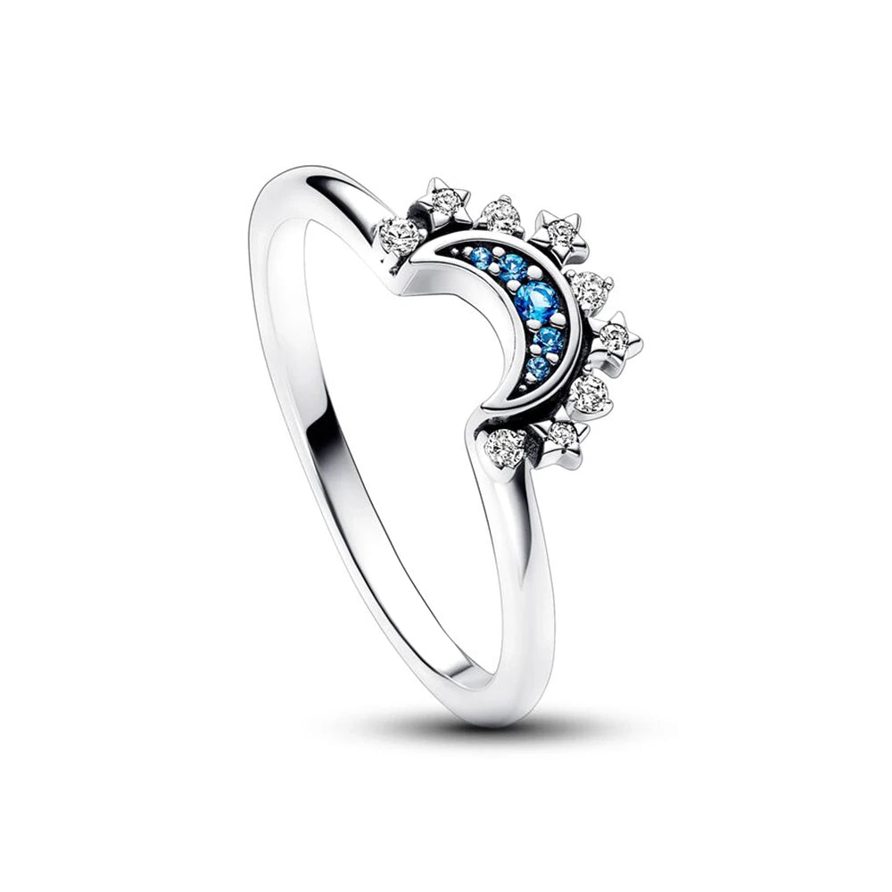 Hot Pandora 925 Silver Sparking Celestial Sun Rings Elegant Luxury Jewelry For Women