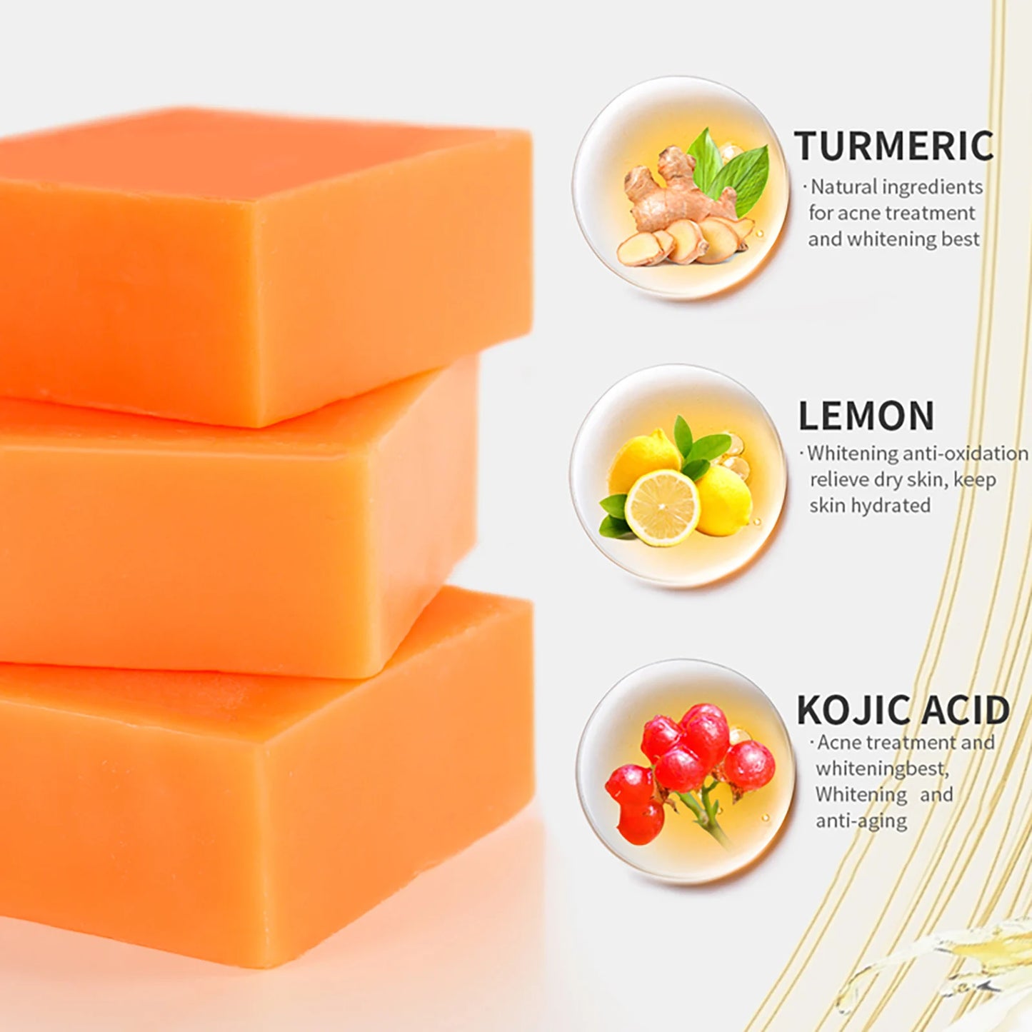 Oem Foam Anti Acne Kojic Acid And Tumeric Extract Whitening Bath Organic Herbal Handmade Soap For Pimples 200g/7fl.oz