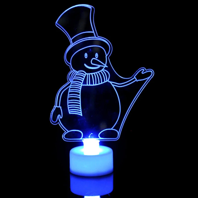 LED Mini Night Lights Colorful Flashing Lights Snowman Lamp Christmas Ornament Birthday Party New Year's Decor Festive Lighting