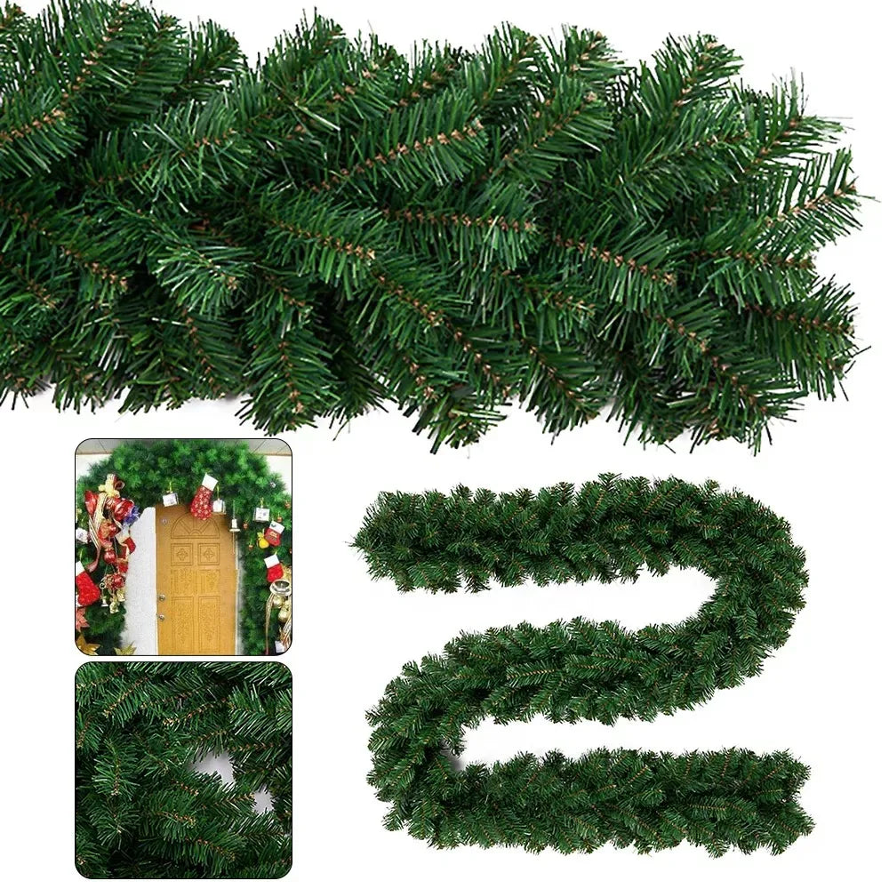 2.7M Artificial Rattan Wreath Decor Pine Tree Christmas Decoration For Kids Home Navidad Xmas Pine Tree Rattan Hanging Ornament