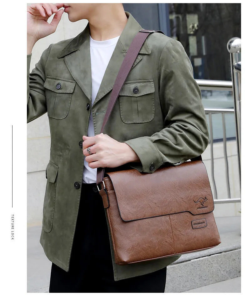 Luxury Brand Men Shoulder Bag For IPAD Leather Business Handbag Men Messenger Bag Large Side Sling Bag Fashion Man Crossbody Bag