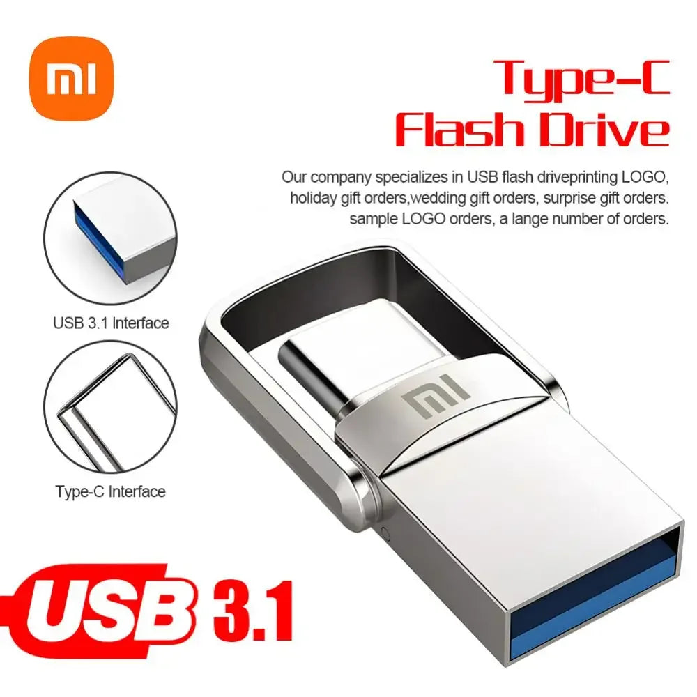 Xiaomi Ultra Dual Drive USB Type-C Flash Drive 2TB USB3.1 Pendrive 1TB 512G 256 128G Metal OTG Memory Stick Android Tablet Phone