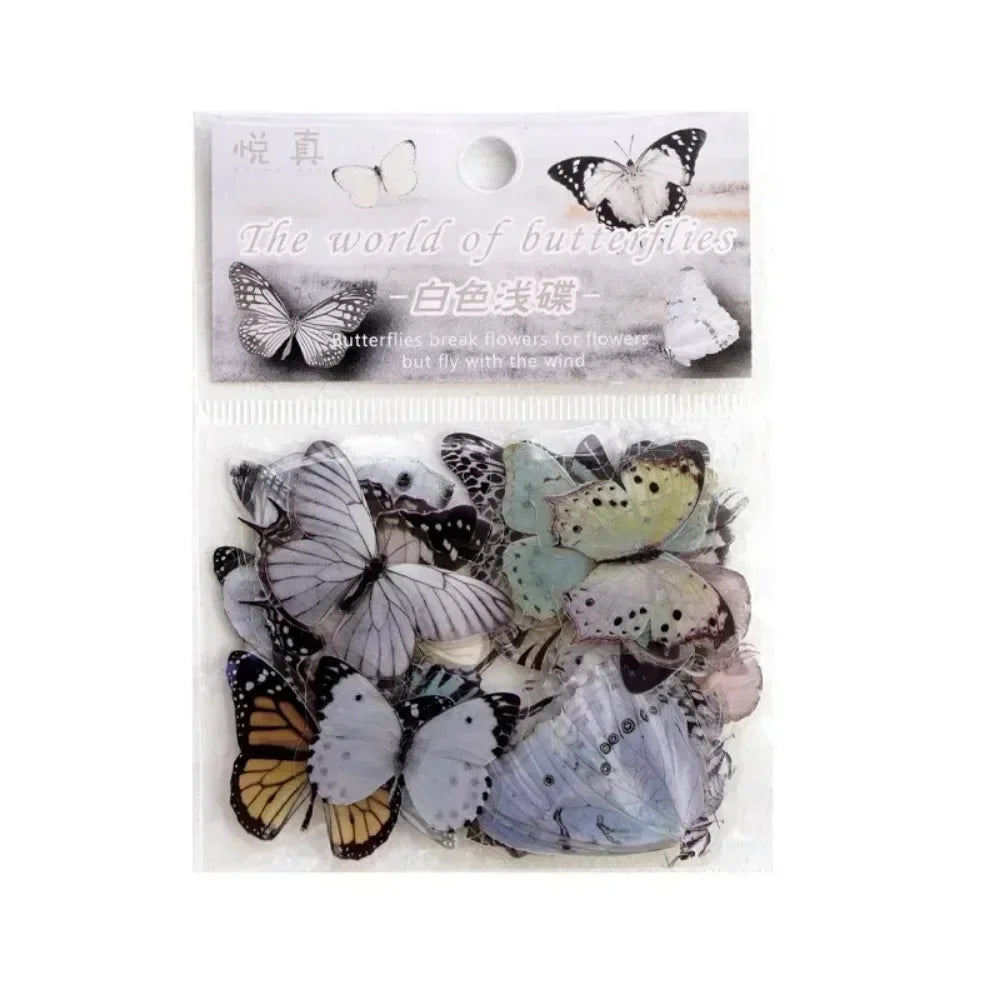 40pcs/pack Butterfly Series Stickers Art Collage Junk Journal DIY Scrapbooking PET Waterproof Craft Aesthetics Stickers