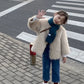 Coats 2023 Wintre New Girls Plush Thickening Children Clothing Versatile Furs Cotton Fashion Outerwear Simple Warm