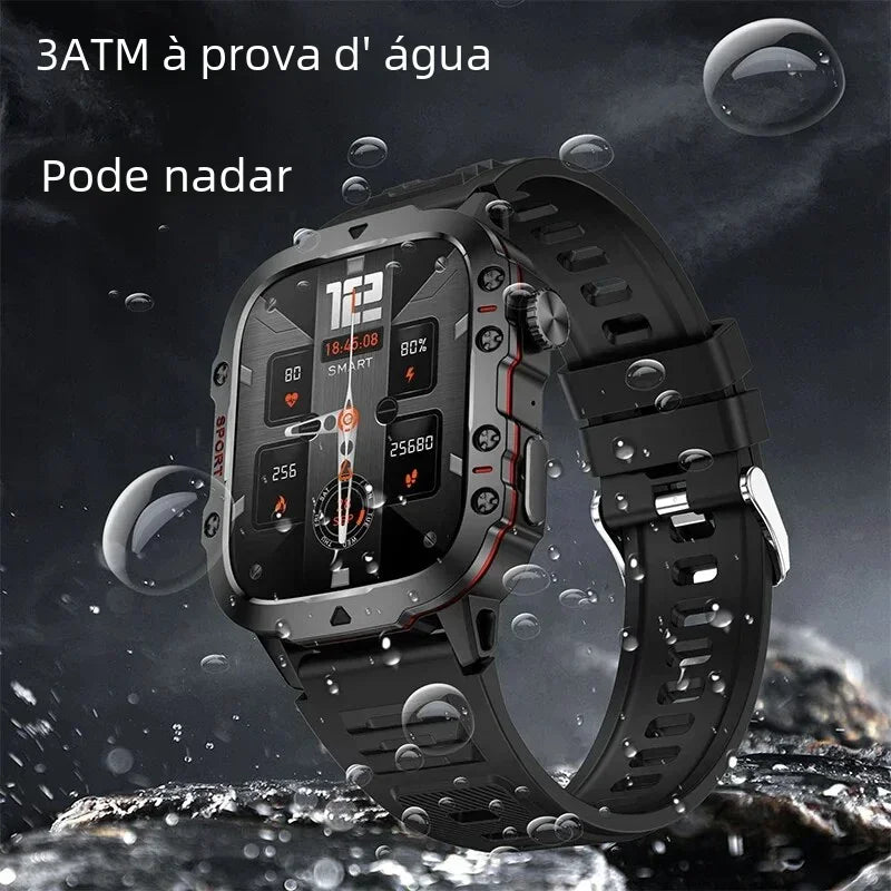 Bulbusbow 2025 Rugged Military Smart Watch for Men | AMOLED Display, Heart Rate Monitor