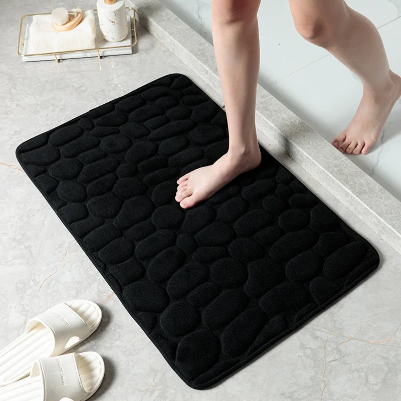 Cobblestone Embossed Bathroom Bath Mat Non-slip Carpets In Wash Basin Bathtub Side Shower Room Floor Rug Doormat Memory Foam Pad