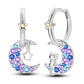 Bulbusbow Luminous Shell Women Earrings Original 925 Sterling Silver Pave CZ Star Moon Hoop Earrings Engagement Wedding Jewelry