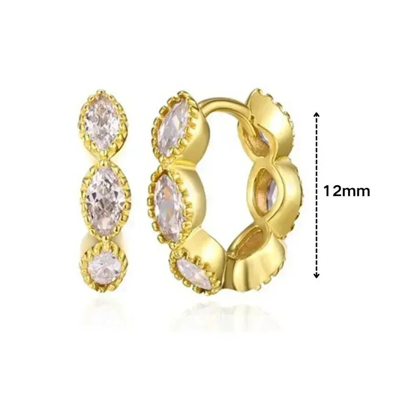 Bulbusbow Women's 925 Sterling Silver Crystal Zircon Water Drop Hoop Earrings in Gold