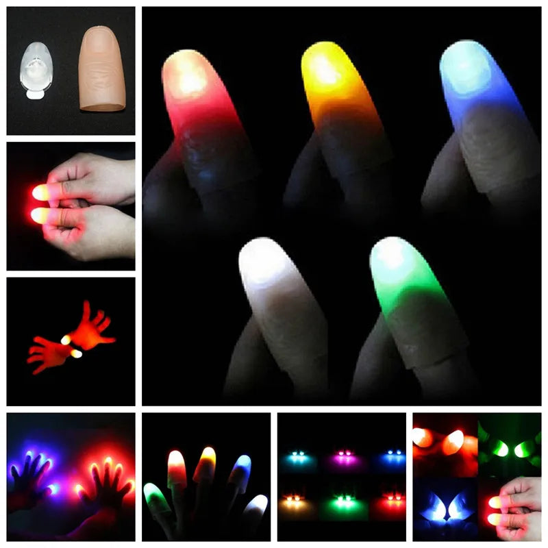 Magic Thumbs Light Toys for Adult Magic Trick Props Blue Light Led Flashing Fingers Halloween Party Toys for Children