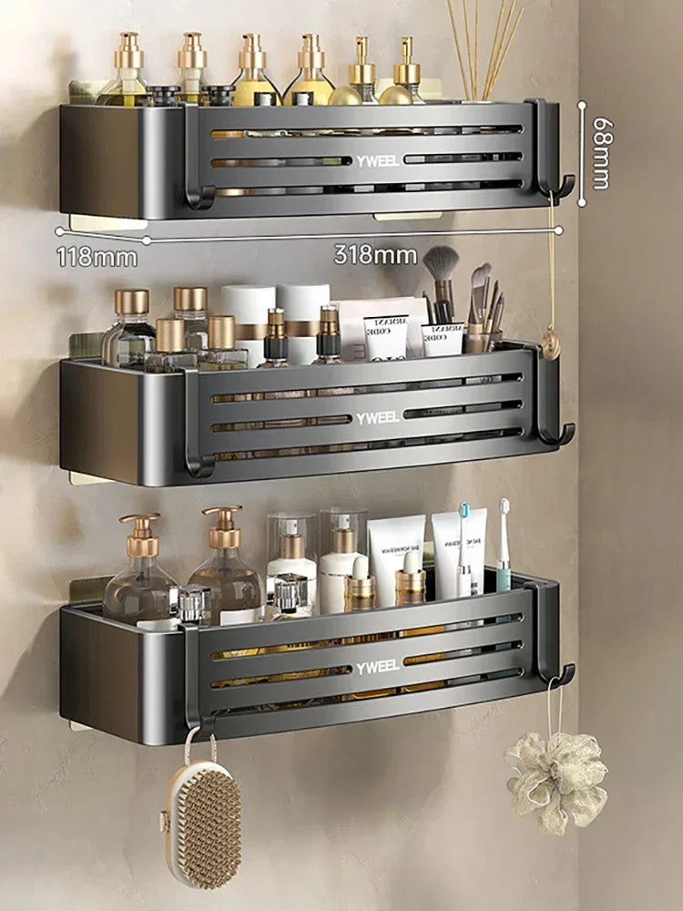 No Drill Bathroom Shelf Bathroom Makeup Shampoo organizer Aluminium Bathroom Organizer Shower Shelf Bathroom Accessories