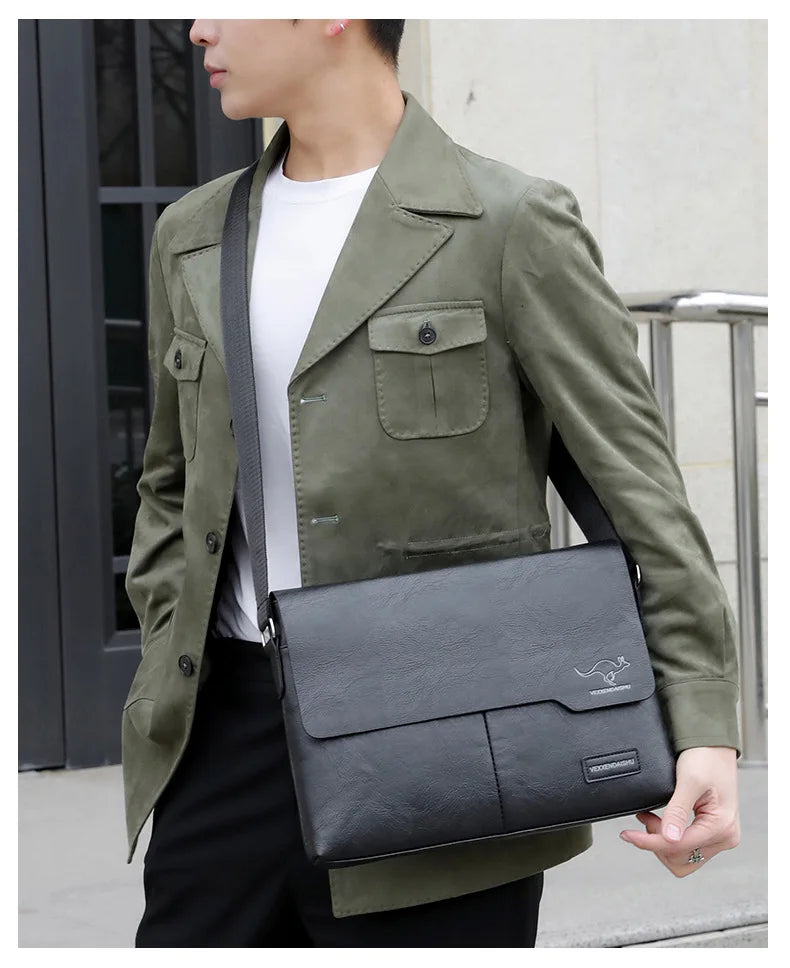 Luxury Brand Men Shoulder Bag For IPAD Leather Business Handbag Men Messenger Bag Large Side Sling Bag Fashion Man Crossbody Bag