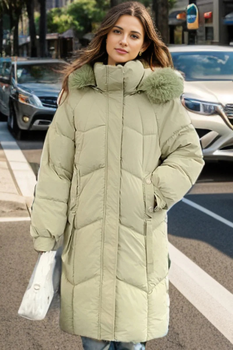 YJKDYK 2024 Winter Women's Jacket Female Fur Collar Warm Long Parkas Coats Women's High Collar Thicken Warm Cotton Jacket