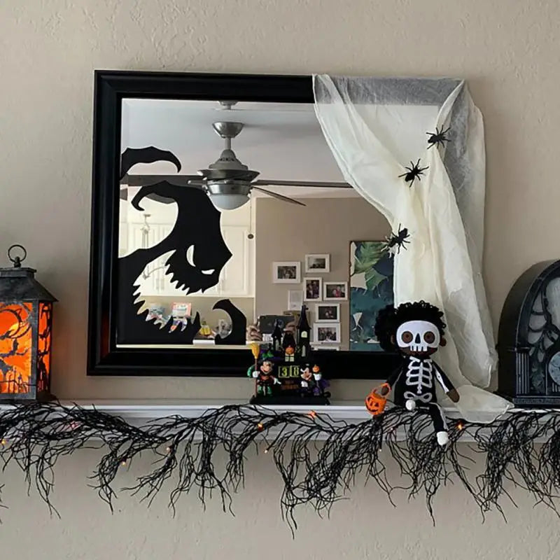 Halloween Giant Ghost Shadow Window Sticker Witch Death Bat Skeleton Helloween Party Decor Electrostatic Sticker Window Decor