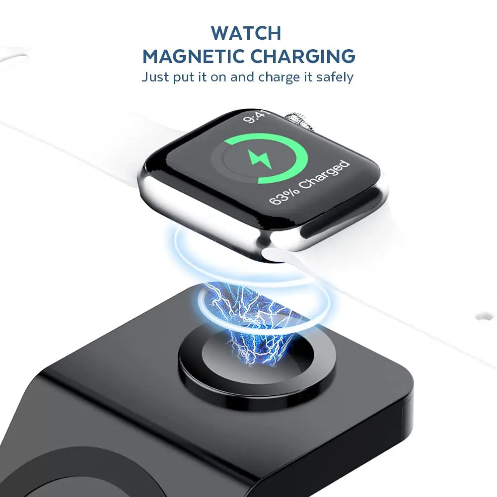 3-in-1 Magnetic Wireless Charger Stand for MagSafe 15W Fast Charging Dock Station for Apple Watch iPhone 15/14/13/12 pro max