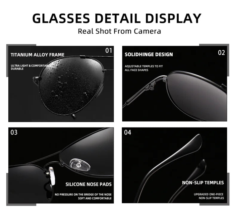 CLLOIO Titanium Alloy Polarized Sunglasses Men Women Fashion Photochromic Sun Glasses Chameleon Anti-glare Driving Oculos de sol