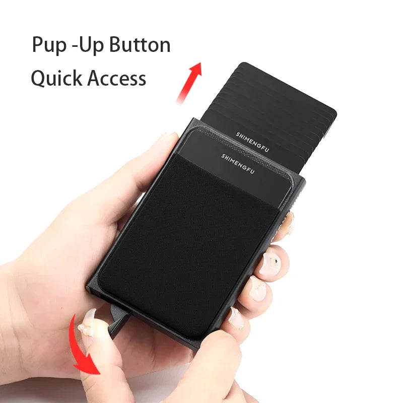 Automatic Flip Card Side Push Card Holder Sleeve Large Capacity 12 Cards Slot Metal Cards Box Men Credit Card Anti-theft Wallets