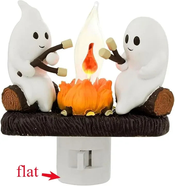 Ghost Campfire Flickering Night Light 3D LED Ghosts Campfire Flicker Flame Nightlight Halloween Gifts for Family Friends Kids