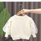 Spring Autumn Baby Girl Sweater Cardigan Cotton Round Collar Tulle Lantern Sleeve Kid Girl Coat Star Newborn Girl Knitwear Coats