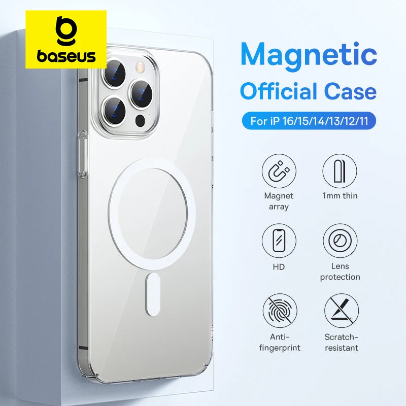 Baseus Magnetic Case for iPhone 16 15 Pro Max Case Wireless Charging Cover for iPhone 14 13 12 11 Pro Max Plus PC Phone Case