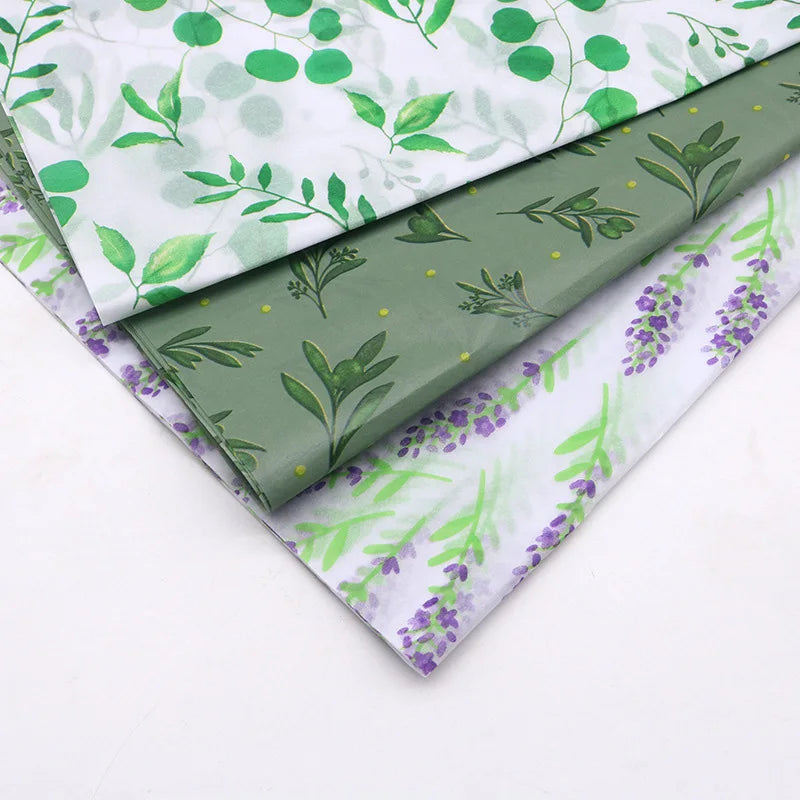 20Sheet Botanical Printed Wrapping Paper Green Leaves Tree Gift Packaging Paper DIY Birthday Christmas Festival Craft Papers