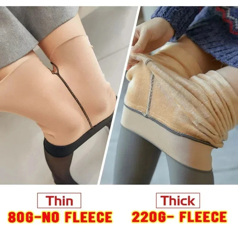 Woman Thermal Stockings Sexy Winter Warm Translucent Tights Women Fleece Elastic Slim Thicken Pantyhose Velvet Thermo Leggings