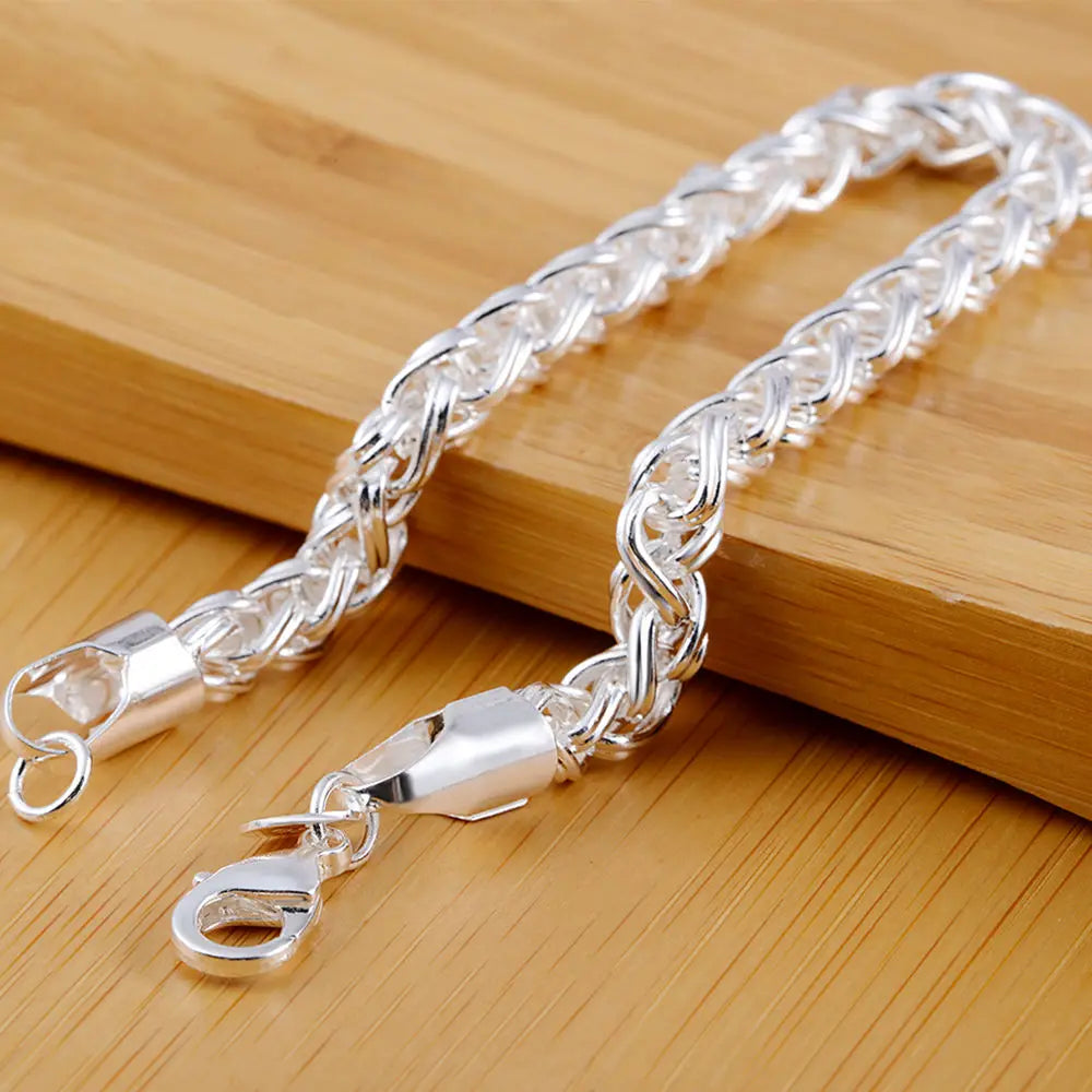 Hot retro twisting circle chain 925 Sterling Silver  Bracelet for woman Popular Wedding party Christmas Gifts fashion Jewelry