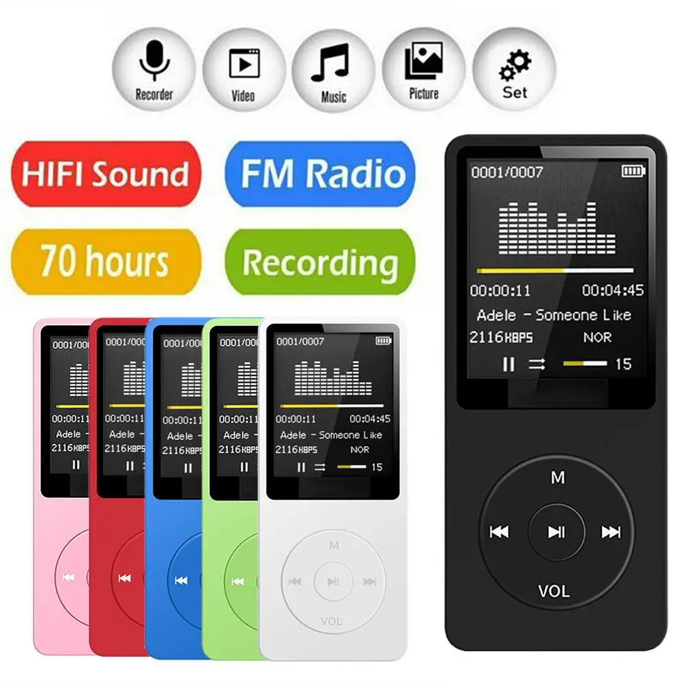 مشغل موسيقى Mp3 متوافق مع البلوتوث، راديو FM محمول بدون فقدان للصوت، مشغل MP3 خارجي رفيع للغاية، مسجل صوت رياضي للطلاب