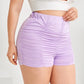 Plus Size Elastic Waist Sexy Summer Casual Ruched Shorts Women Solid Purple High Waist Skinny Biker Shorts Female Large Size 6XL